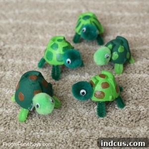 summer turtle craft made from egg carton