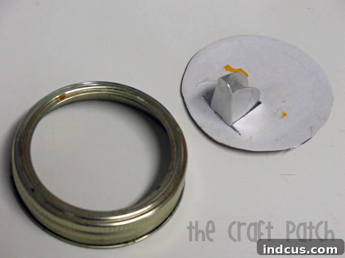 Step-by-step image demonstrating how to cut the pour spout from a salt container.