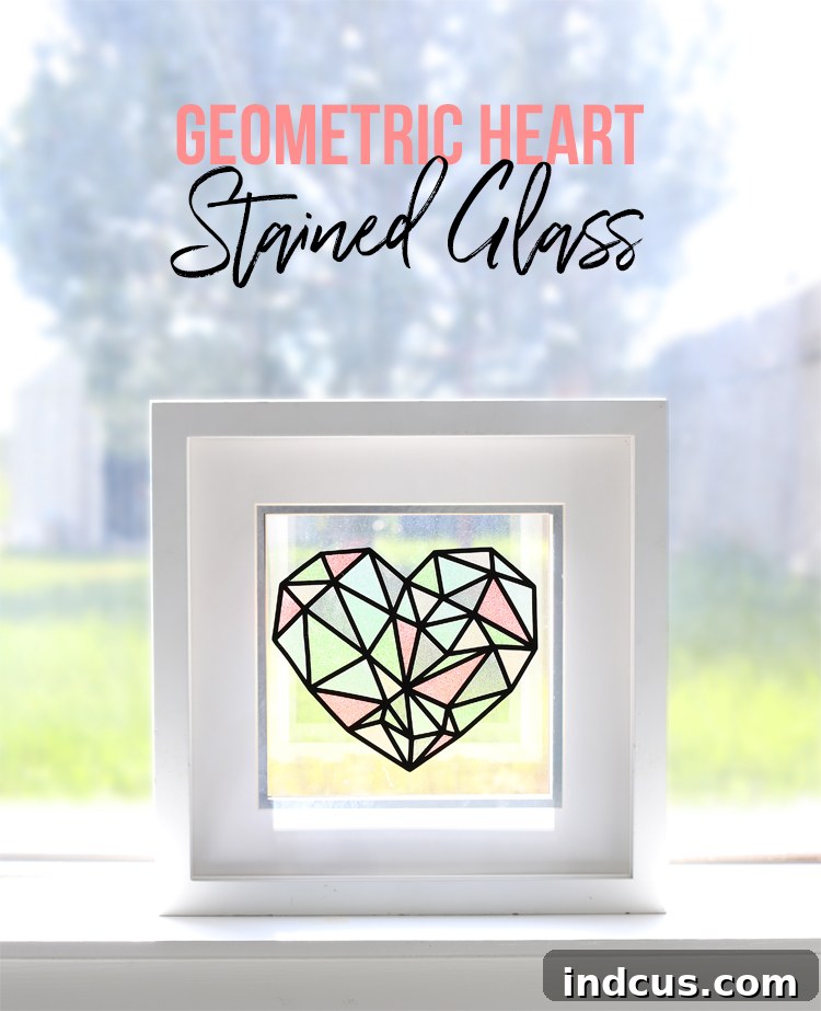 Geometric Heart Faux Stained Glass Craft