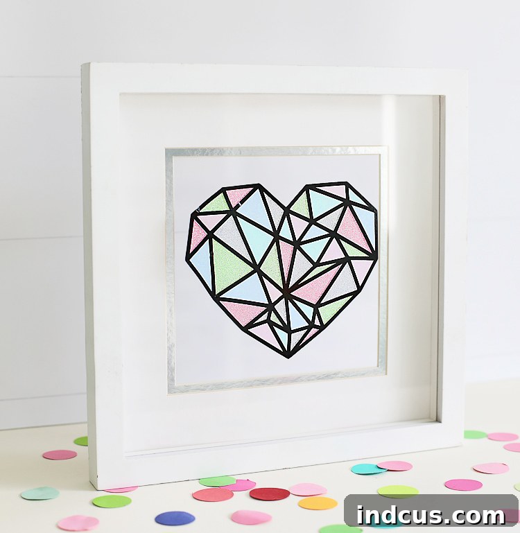 Finished Geometric Heart Faux Stained Glass
