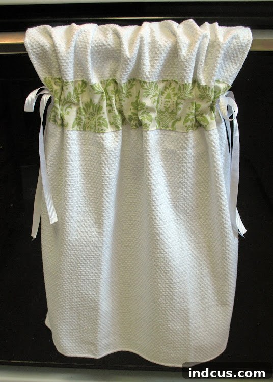 Handmade Stay-Put Kitchen Towel with Buttoned Top