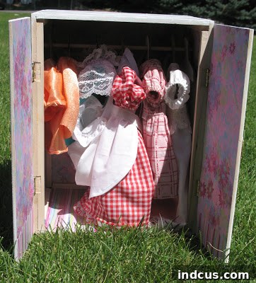 Handmade doll clothes closet