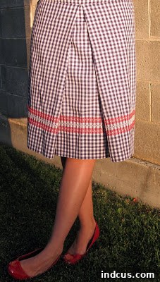 Repurposed Pillowcase Skirt 3 Completed nautical-themed upcycled skirt from pillowcases
