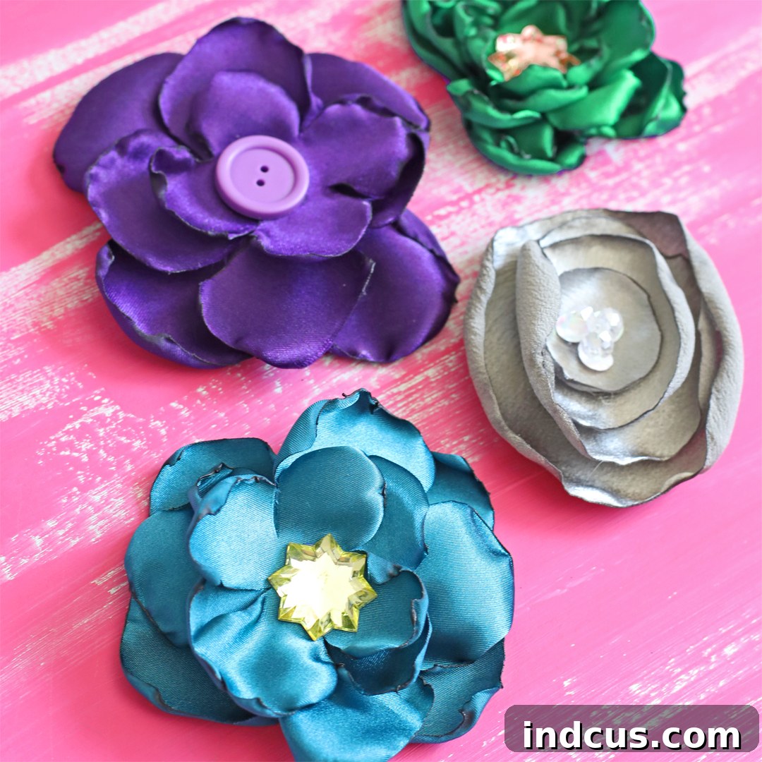 Stunning Satin Flowers DIY 2 How to make elegant satin flowers with melted edges for various accessories