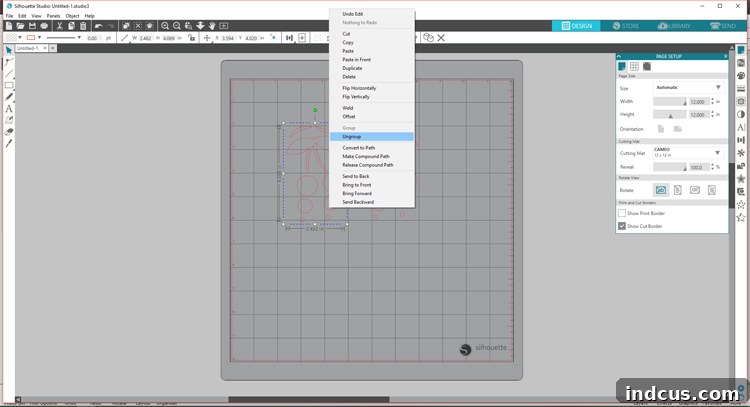 Ungrouping cherry design elements in Silhouette Studio for individual color cutting
