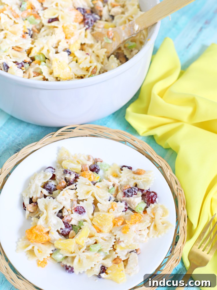 Summer Chicken Farfalle Delight 2 Close-up of fresh ingredients for Chicken Bowtie Pasta Salad