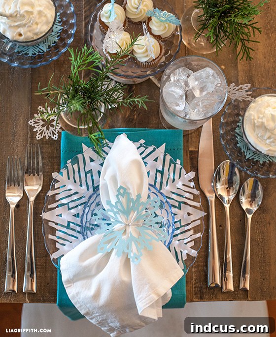 snowflake decorating a place setting