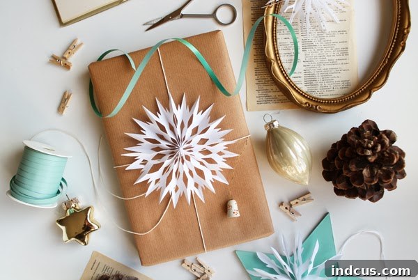 paper snowflake gift topper