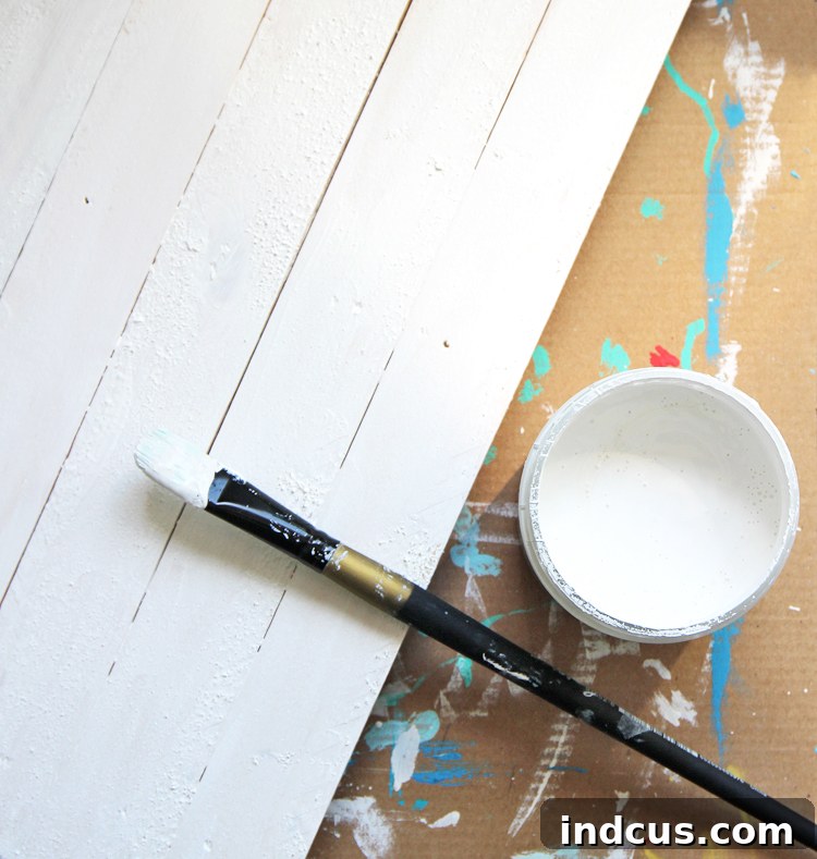 Pallet Wood Sign painted white with chalk paint