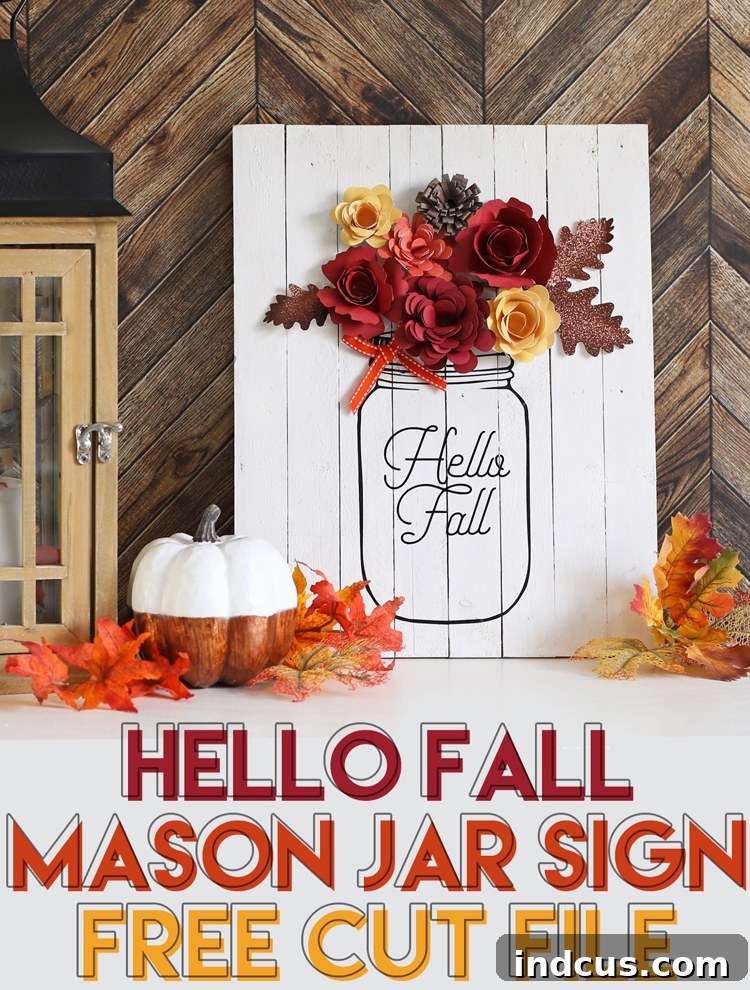 Pin for later: Hello Fall Pallet Wood Sign DIY with Rolled Paper Flowers and Free SVG