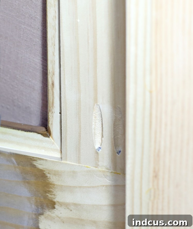 Detail of the interior trim offset for the upholstered panel