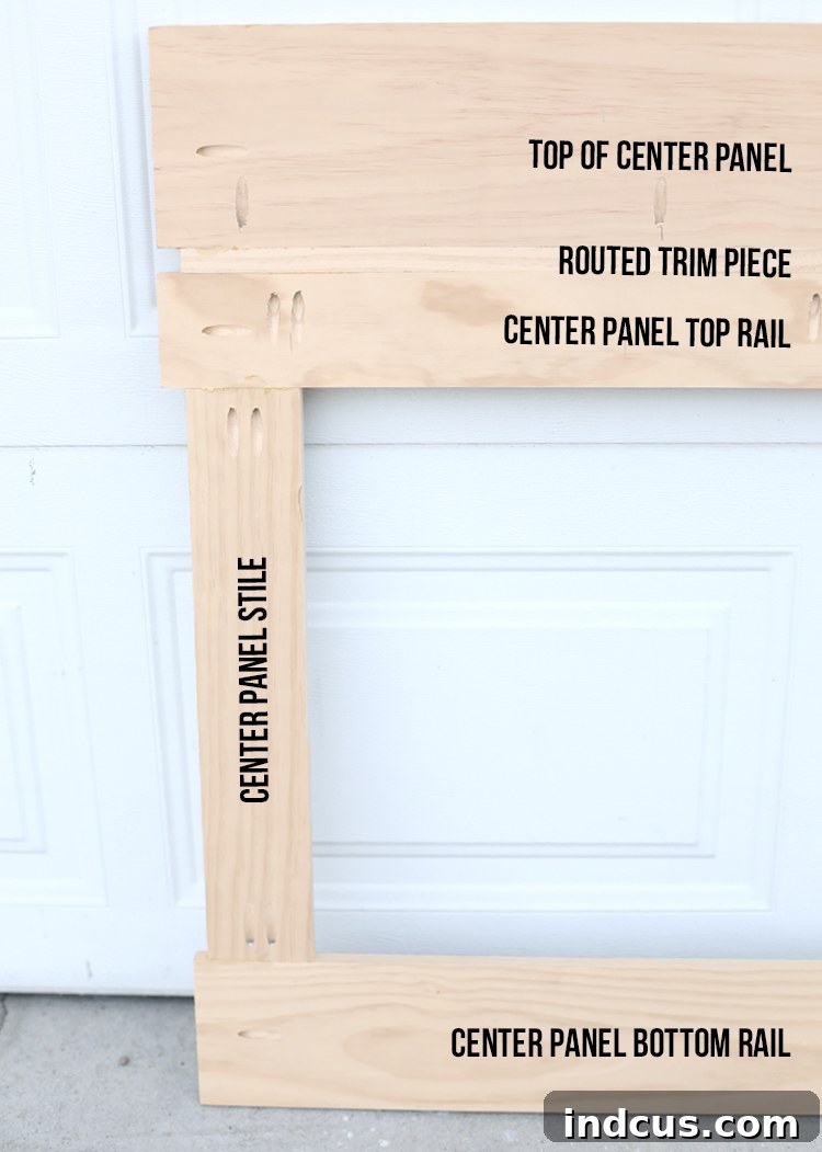 Alignment of center panel pieces for the headboard