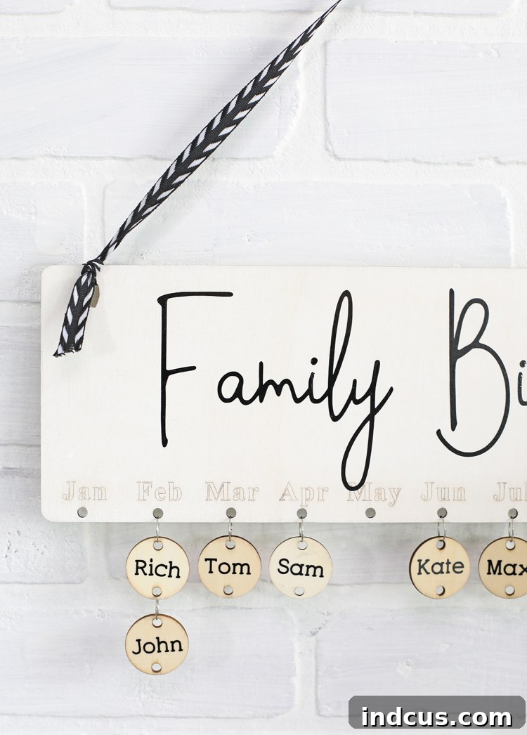 painting the wooden family birthday calendar board