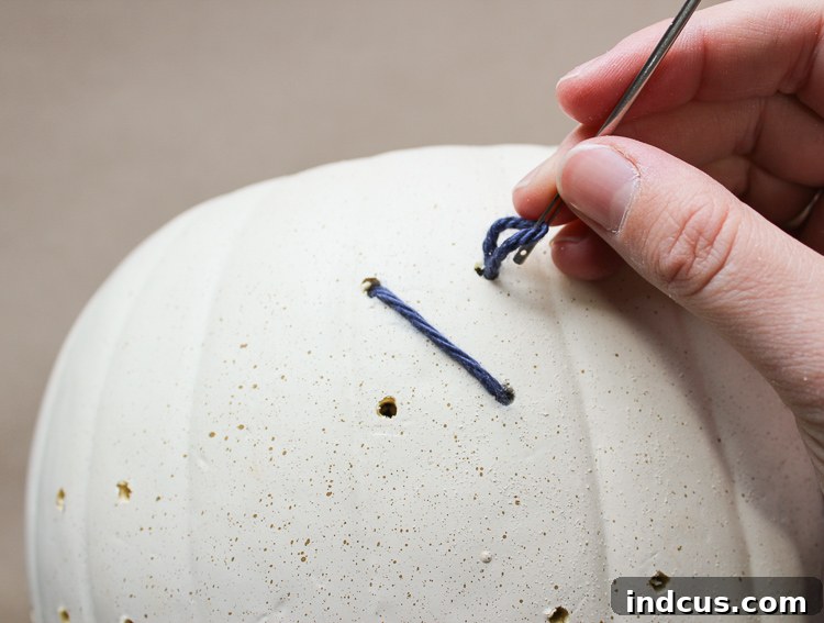 How to add a cross stitch design to a pumpkin!