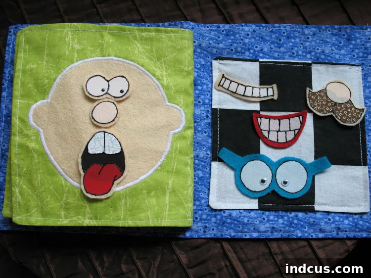 Funny Faces Quiet Book Page with felt pieces