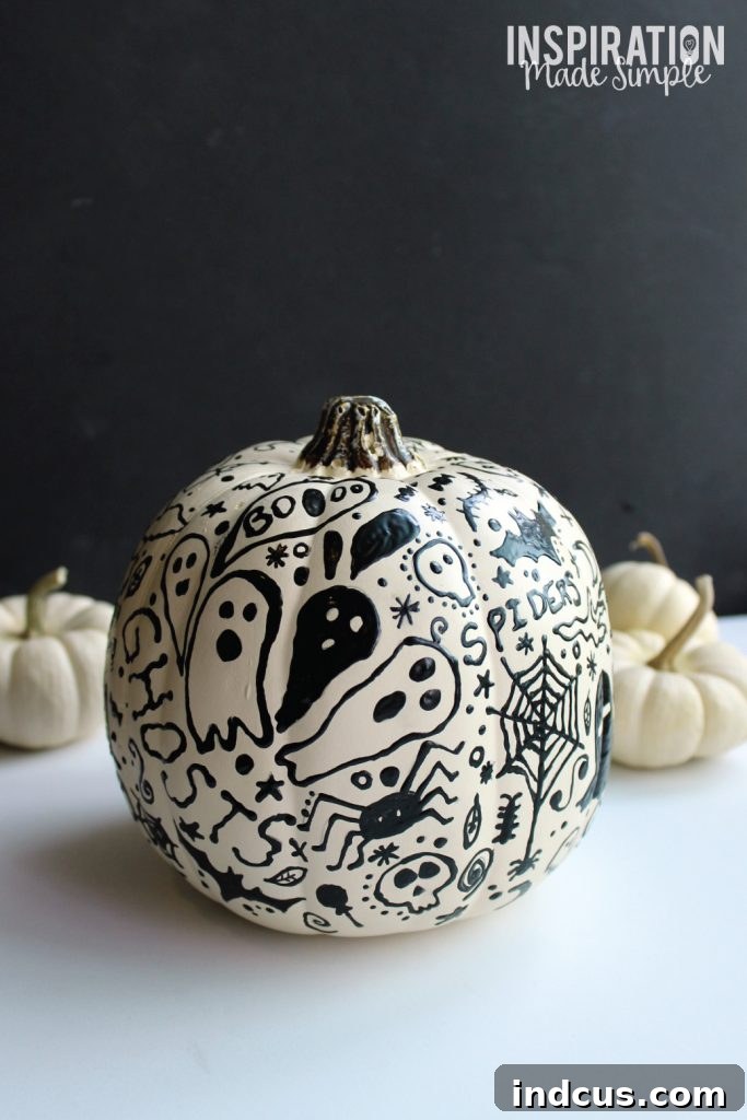 Fun doodle art pumpkin painting idea
