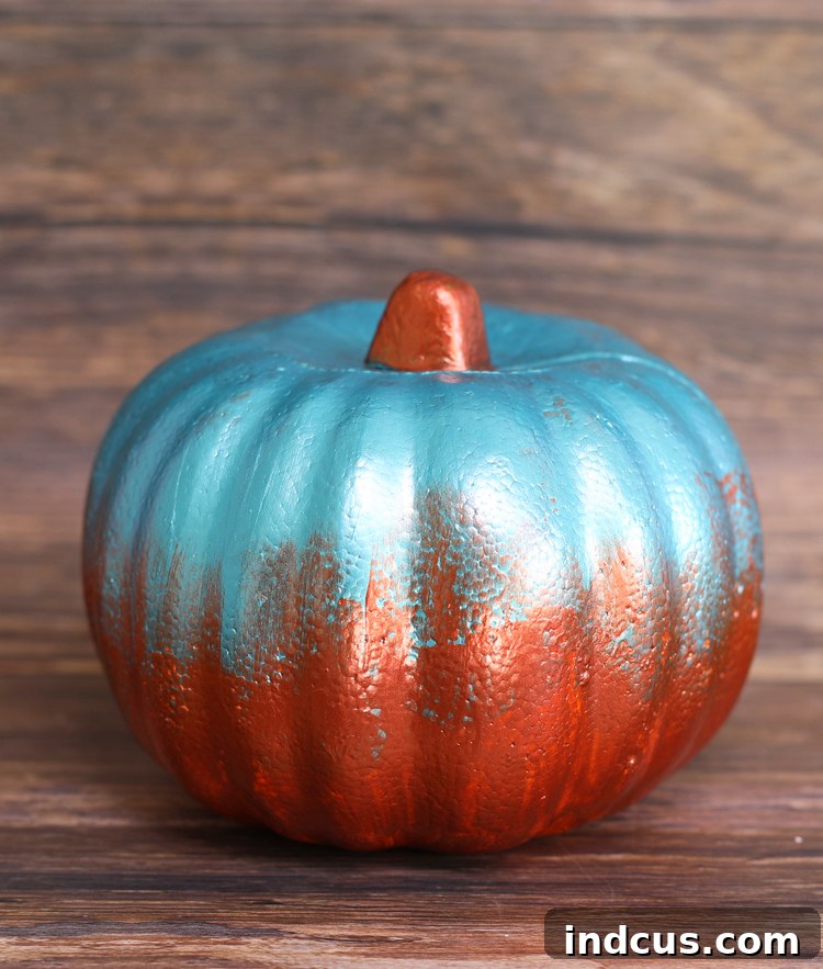 Metallic painted pumpkin with ombre effect