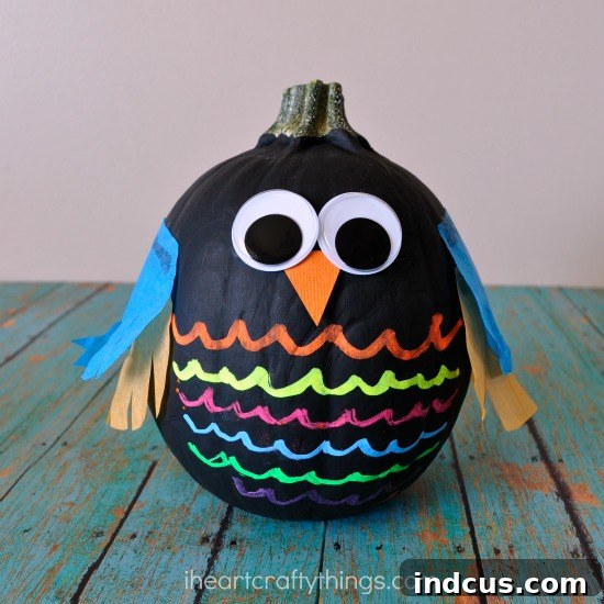 Adorable no-carve owl pumpkin for kids