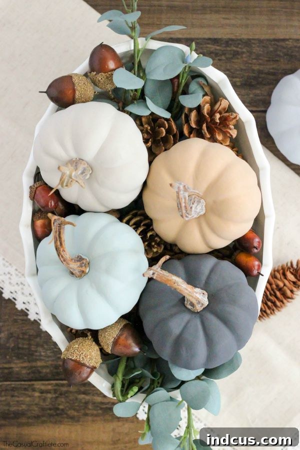 Vintage chalk painted pumpkins with a matte finish