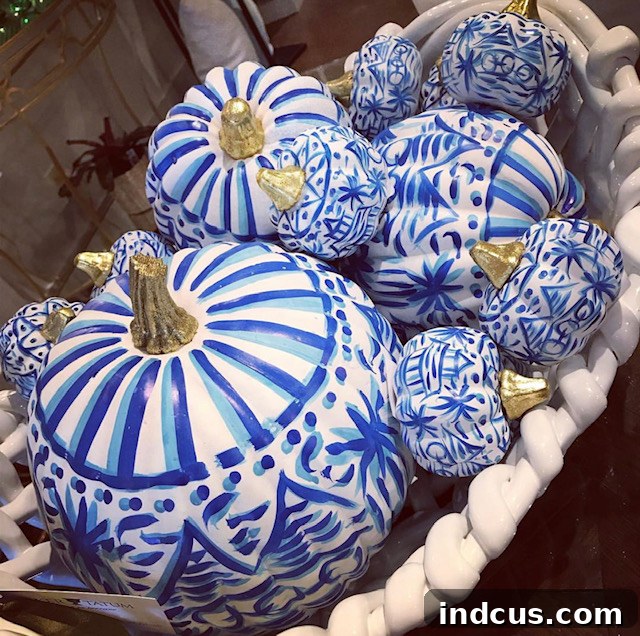 Artsy painted pumpkins in a cohesive set