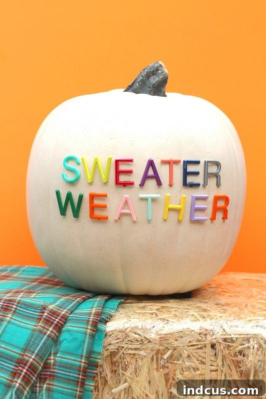 Letterboard pumpkin with fall saying