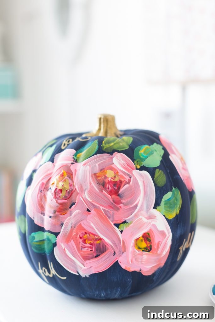 Beautiful hand-painted floral pumpkin