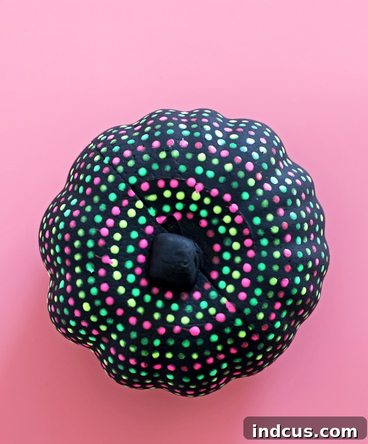 Glow in the dark dot pumpkin painting idea