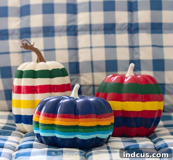 Pendleton blanket inspired painted pumpkins