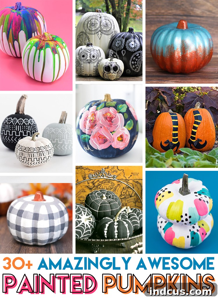 Pin this collection of pumpkin painting ideas for Halloween