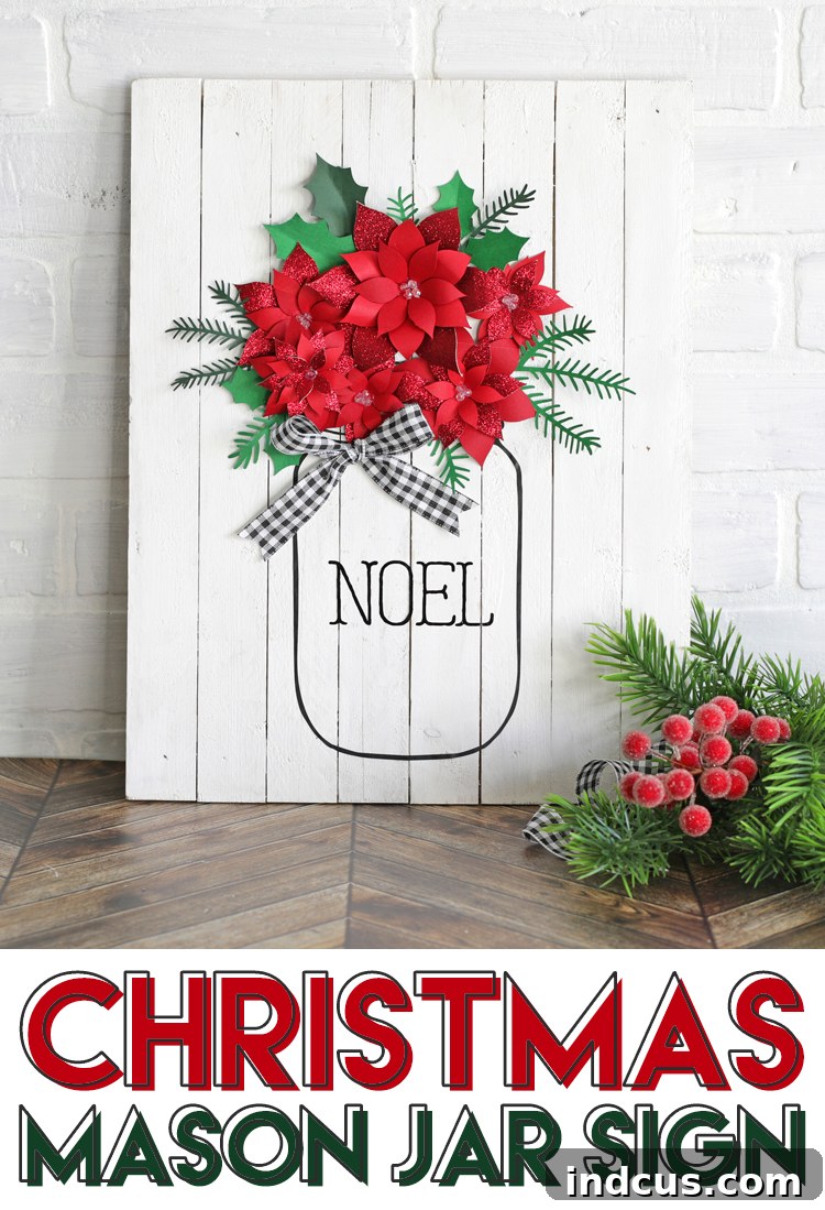 DIY christmas sign with paper flowers