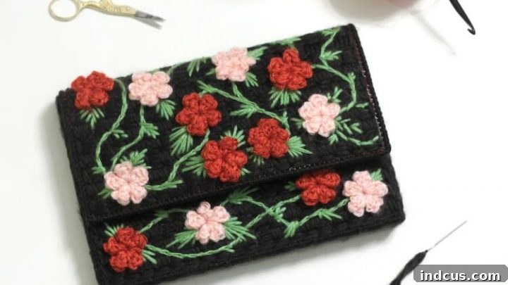 Stylish DIY plastic canvas floral clutch bag