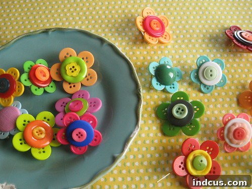Creative DIY button flowers made from assorted buttons