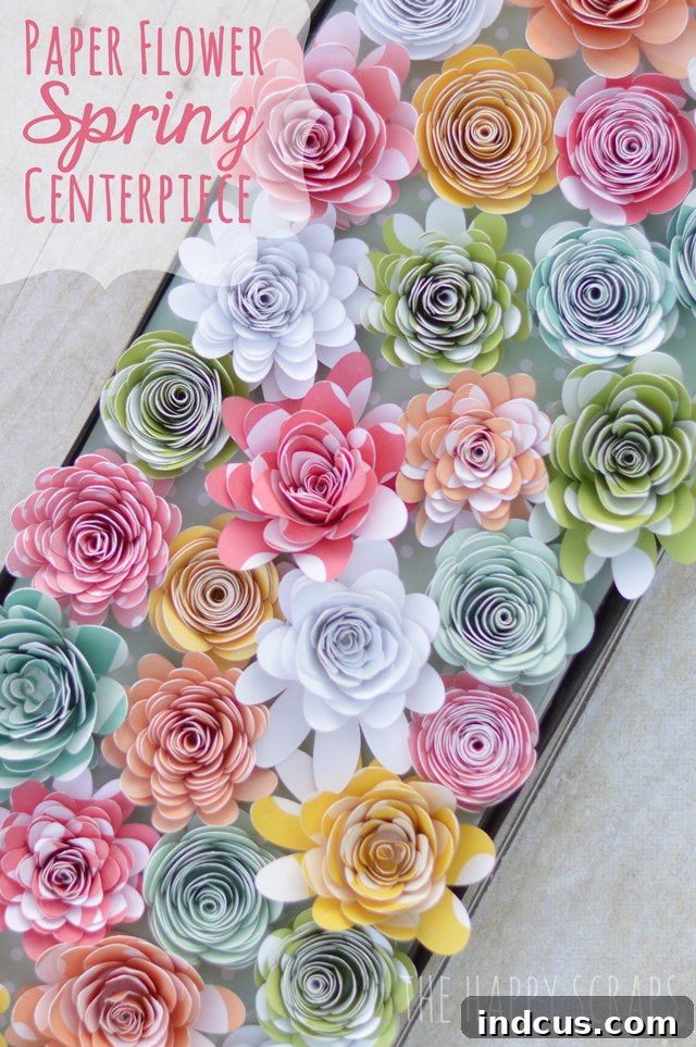 Colorful rolled paper flower spring centerpiece