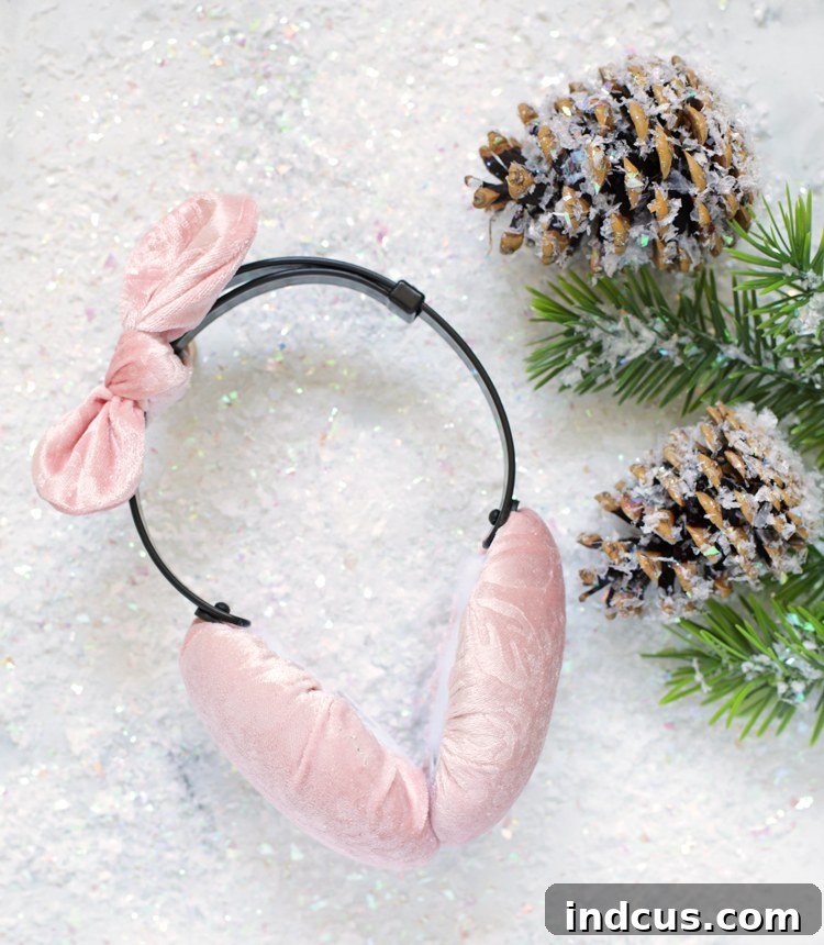 Custom DIY Ear Muffs crafted with a pre-made kit and chosen fabric