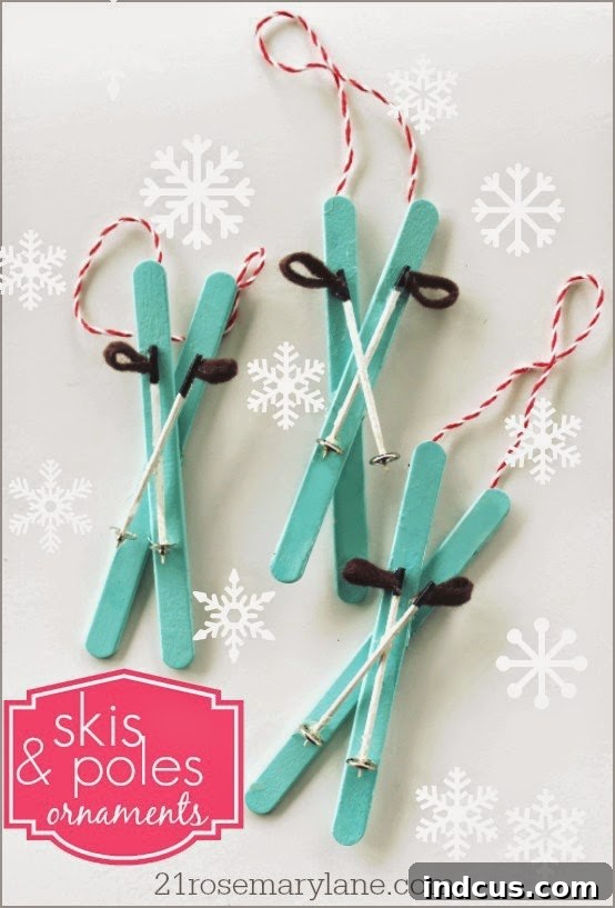 popsicle stick ski pole christmas craft