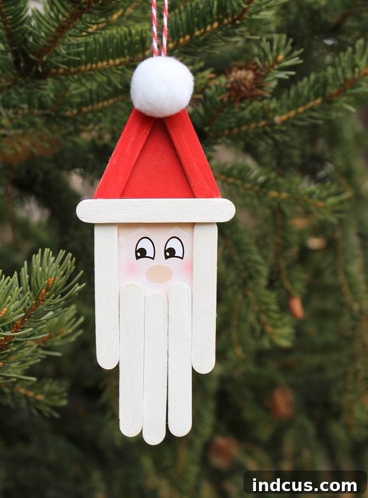 popsicle stick santa ornament