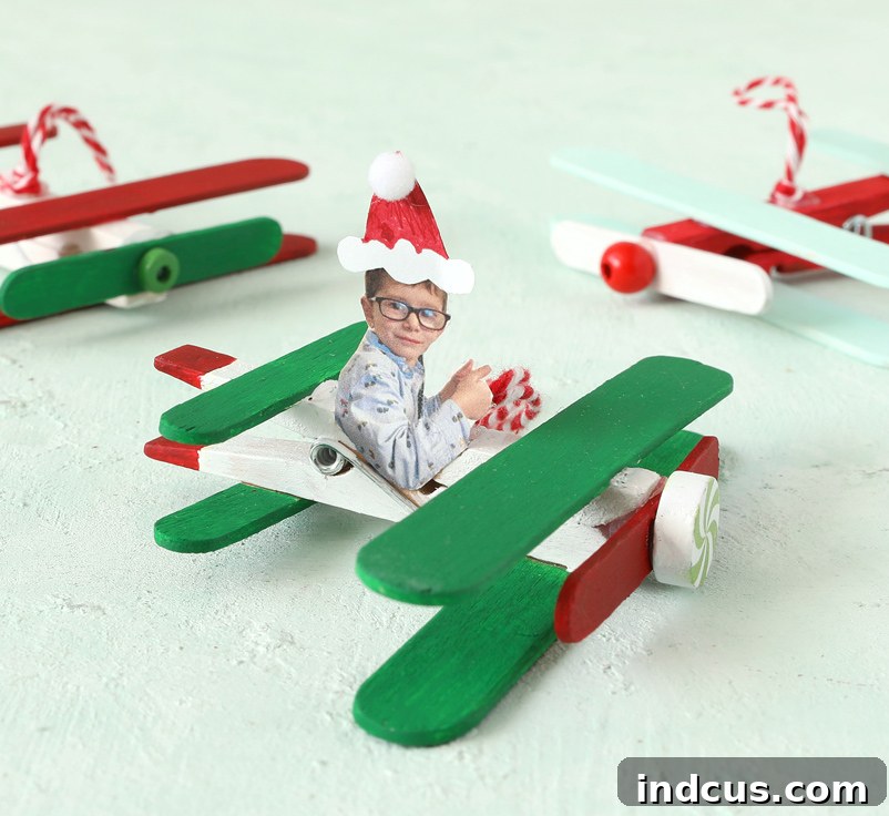 popsicle stick christmas airplane ornament