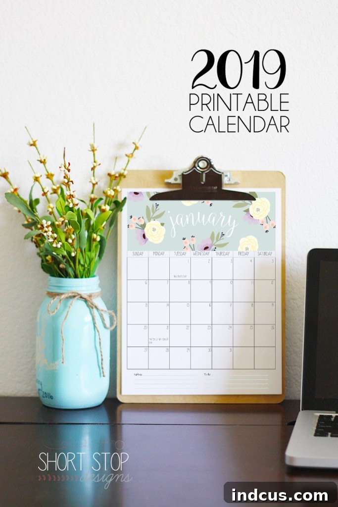 A charming seasonal calendar from Short Stop Designs for 2019, illustrating the changing seasons with beautiful themed graphics for each month, bringing the outdoors inside.