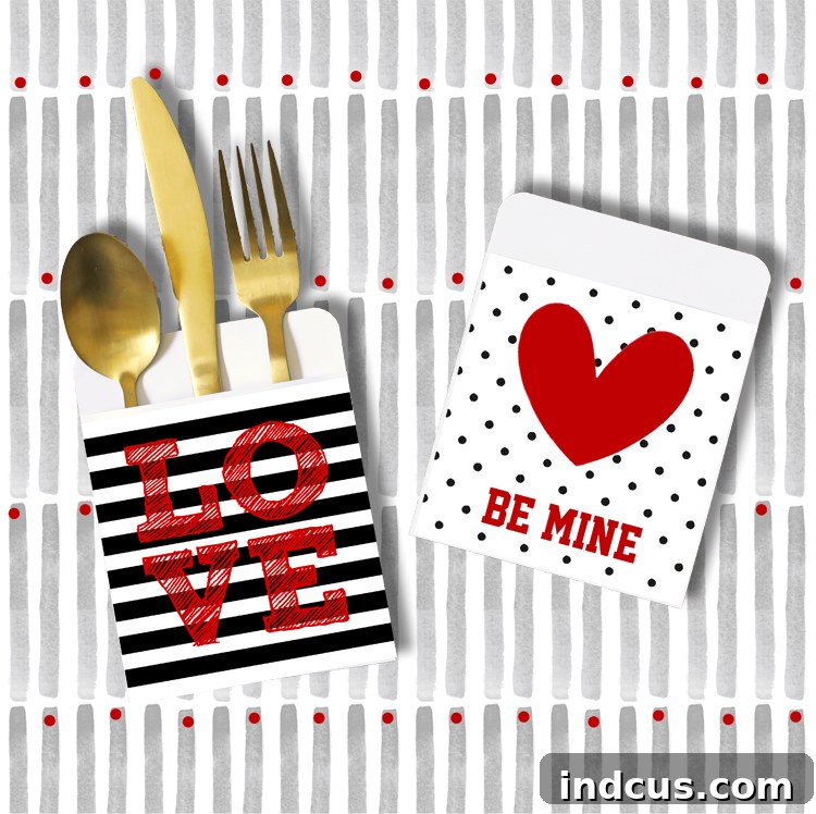 Delightful Valentine's Day Utensil Pouches