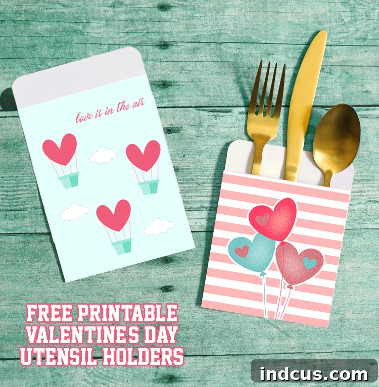 Close-up of DIY Valentine's Day Utensil Holders
