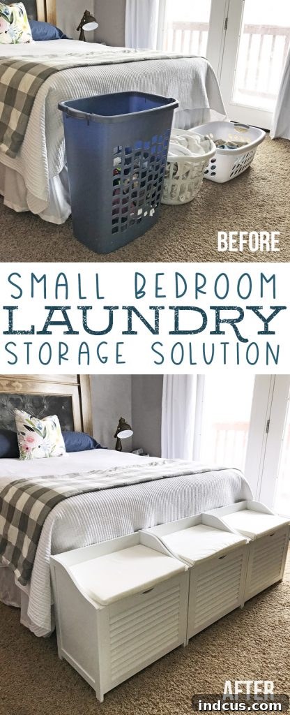 Compact Bedroom Seating with Laundry Storage 6 small bedroom laundry storage solution