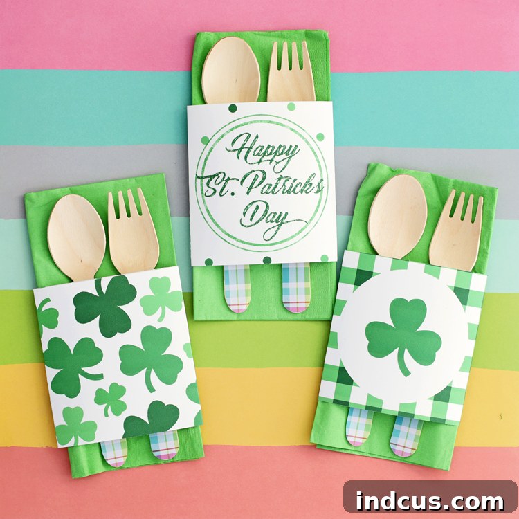 St. Patrick's Day Free Printable Napkin Wraps - Festive Table Decor