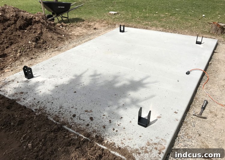 New cement pad for the pergola