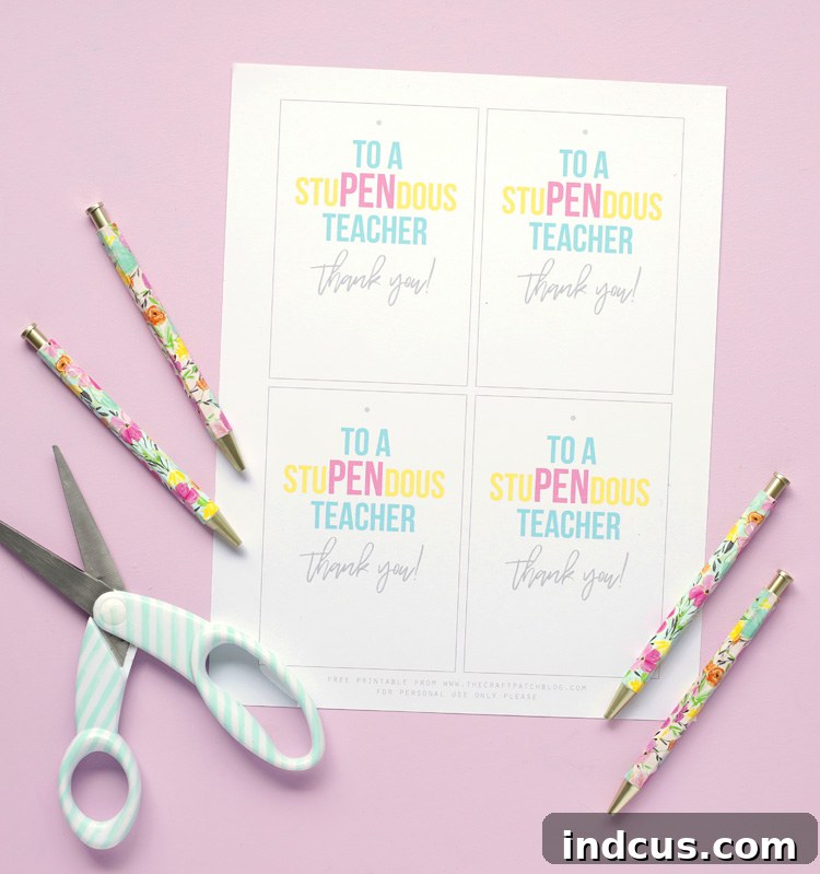free printable teacher appreciation gift idea