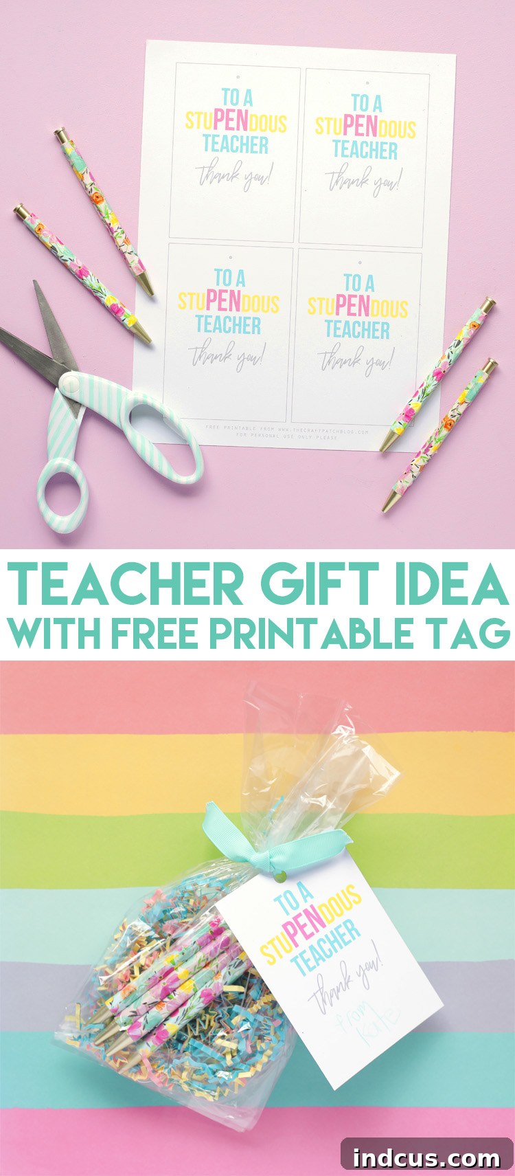 punny teacher gift with free printable tag
