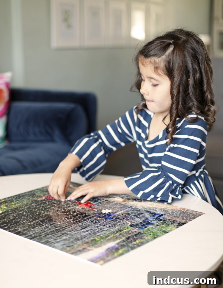 Completed custom photo puzzle of a family vacation memory, showcasing the final result