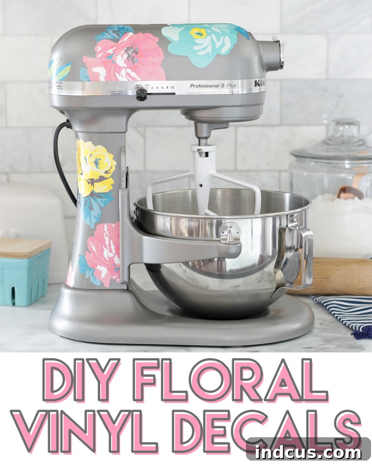 kitchenaid mixer custom floral stickers