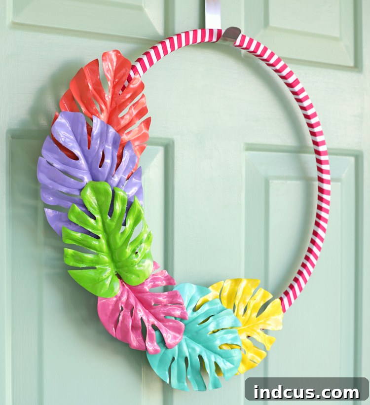 diy summer monstera leaf wreath inspiration