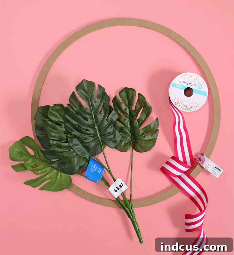 diy monstera leaf wreath supplies needed