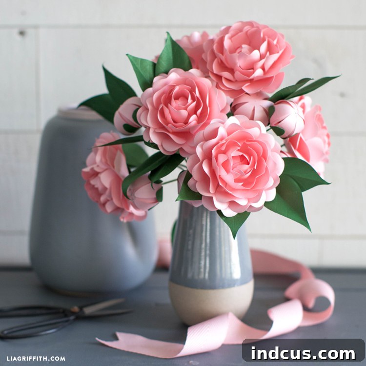 camellia paper flower template